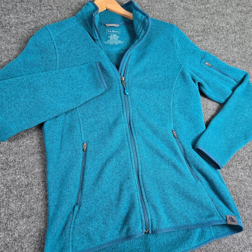 L.L. Bean Jacket Women Small Sweater Fleece Blue Full Zip Outdoor Hiking 279684